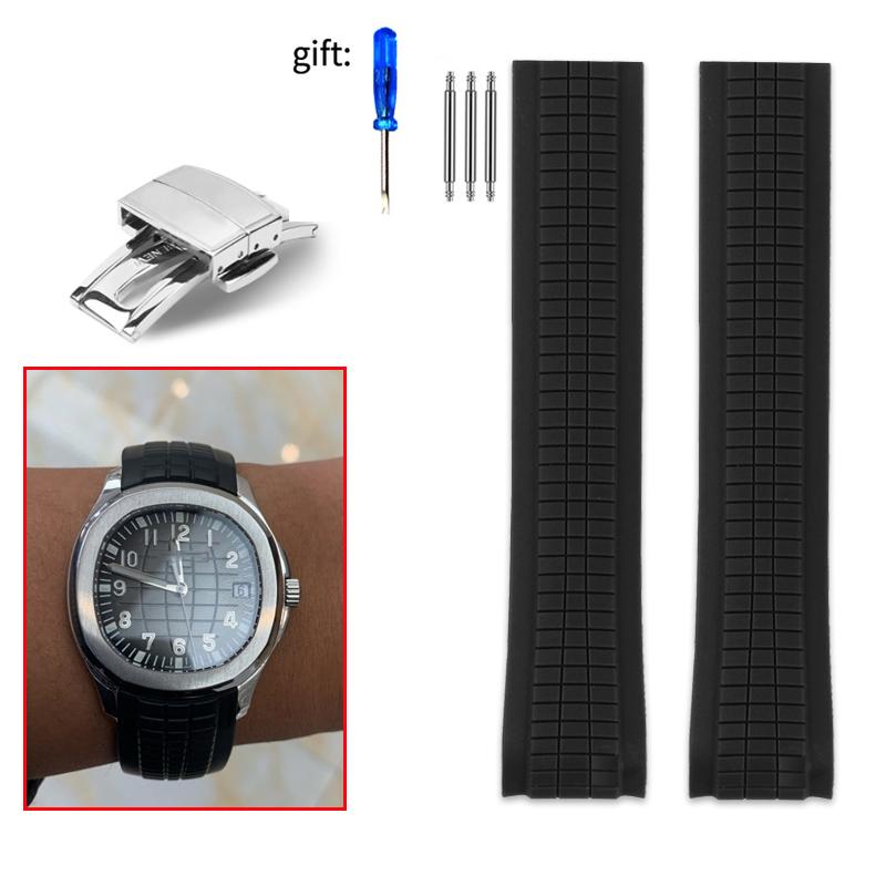 21mm Soft Rubber Watch Band Aquanaut For Patek Philippe Silicone 5164A 5167A 5168A Folding Buckle High Quality Watch Strap
