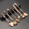 6PCS/Set Vintage Court Coffee Spoon Ice Cream Spoon Jam Spoon Dessert Spoon Crystal Head Tableware Set Gift Crafts