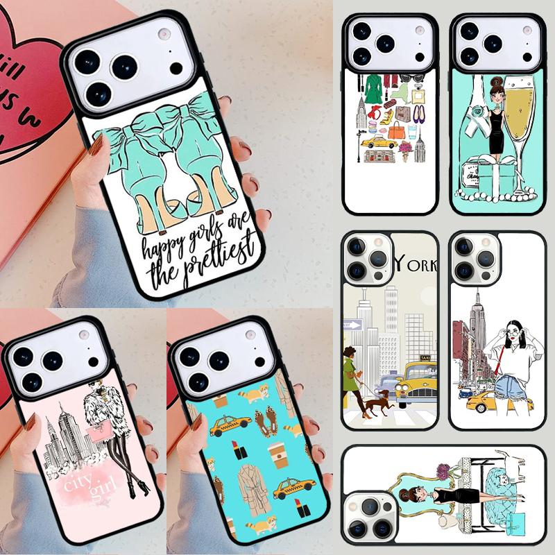 New York Lady Girl Phone Case For iPhone 17 Air 14 15 13 12 Max Cover For Apple 16e 11 Pro Max Plus Coque