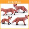 Realistisches PVC-Fuchs-Modellspielzeug-Set mit vier schönen statischen Rotfuchs-Figuren