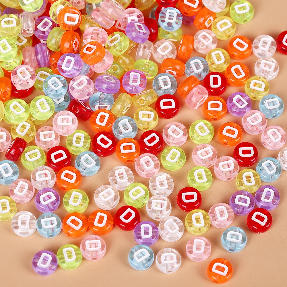 Acrylic Drip Oil Single Letter Flat Beads — Transparent DIY Bracelet Jewelry Accessories for Kids