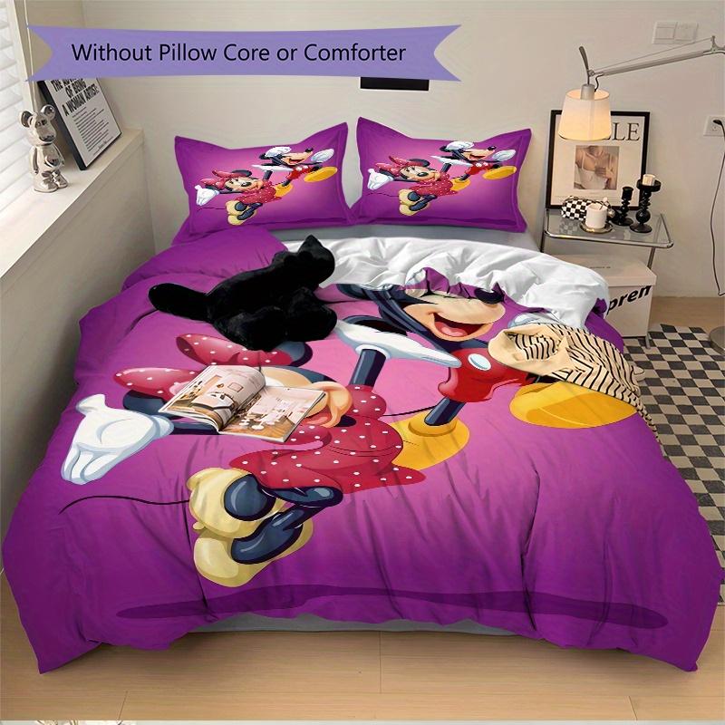 3pcs Excited Mickey Minnie Quilt Cover Set - Soft and Cozy Bedroom, Guest Room and Dorm Decorative Bedding 3-Piece Set 1 Quilt Cover + 2 Pillow S
