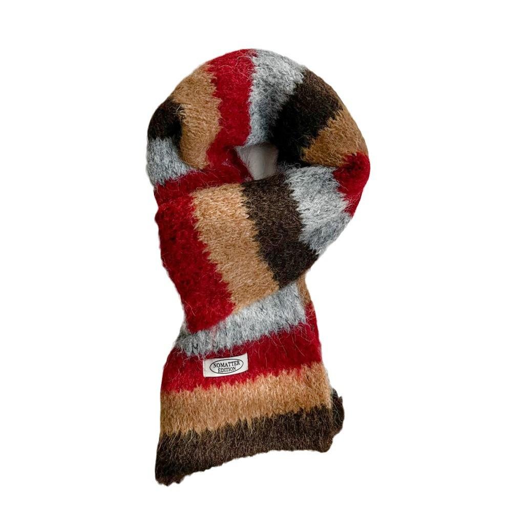 Korean version contrasting stripes college style including knitted scarf women's autumn and winter warm versatile couple wool scarf