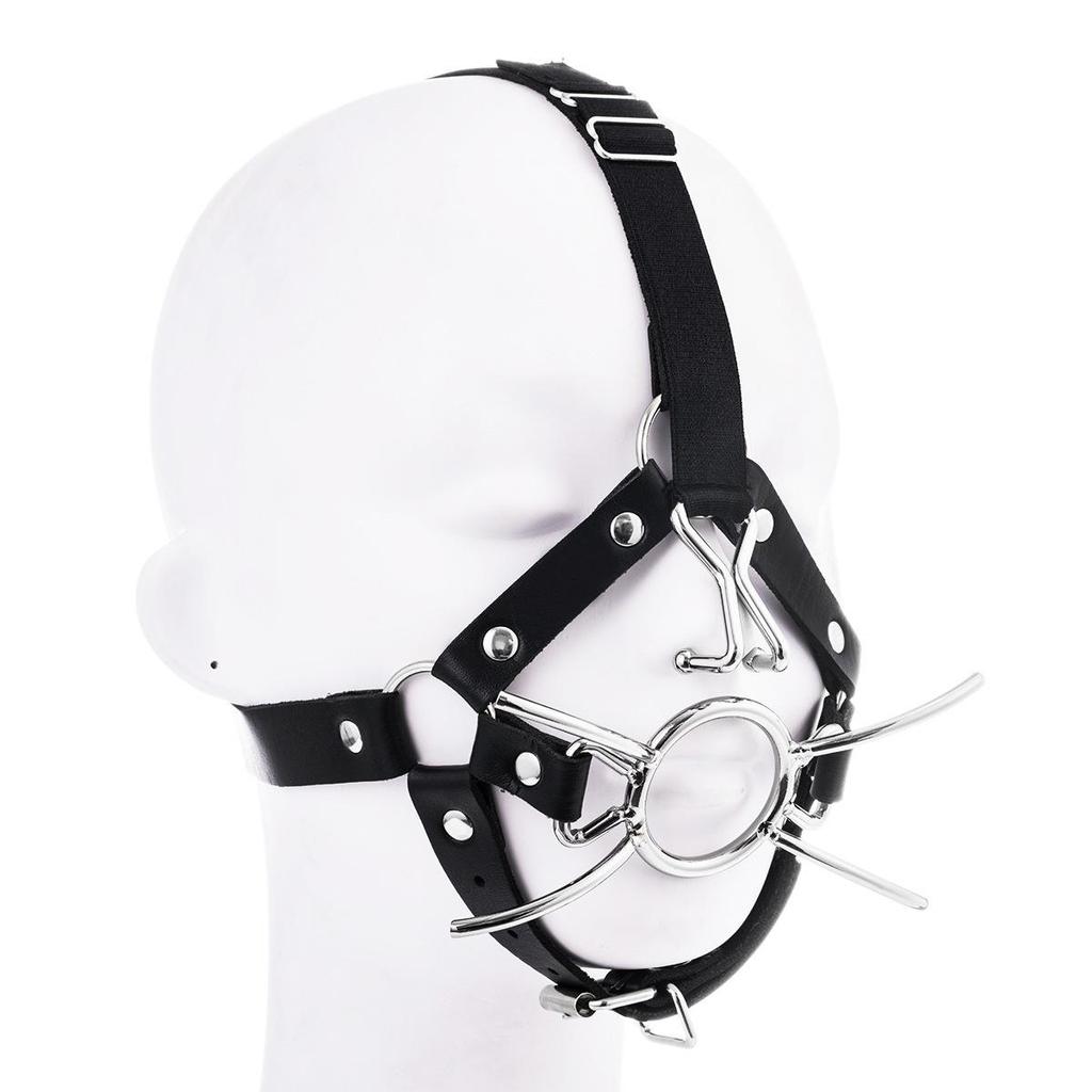 Unisex Simulated Harness Mouth Gag with Metal Nose Hook, Spider Fork & Ball Gag