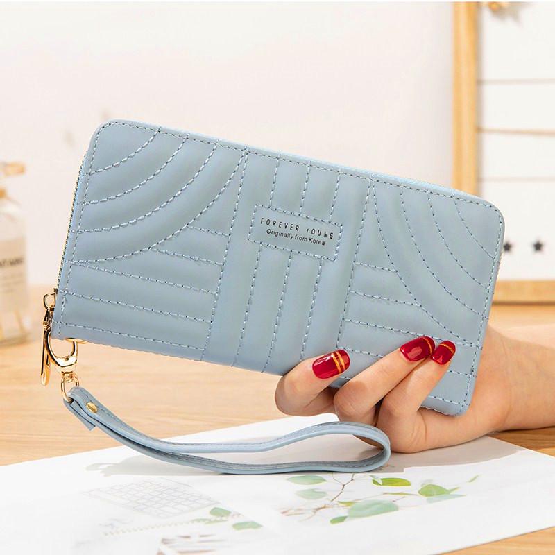 Korean Style Women's Long Zipper Wallet, Spliced Contrast Color with Tassel, Rivet Design, Large Screen Mobile Phone Holder.
