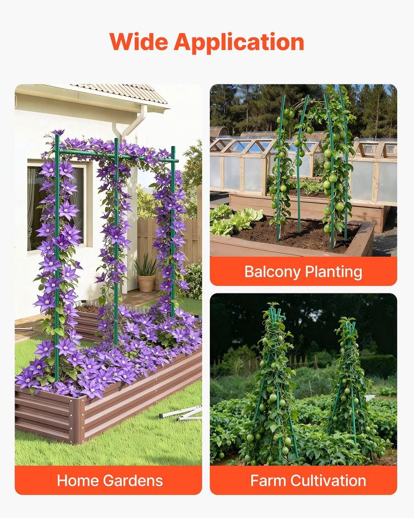 Garden Stakes, 25 Pack, 2100 Mm, Plastic Coated Metal Tomato Stakes, Garden Sticks for Plants Support, with Pointed End and Non-Slip Bumps for Growing