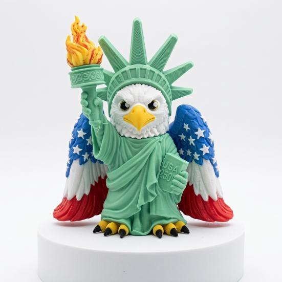 Funny Eagle GoddessStatue 3D Printed Goddess Ornament, American Flag Wings Statue, Feather Texture Art And Statue of Liberty Figurine for Home Office