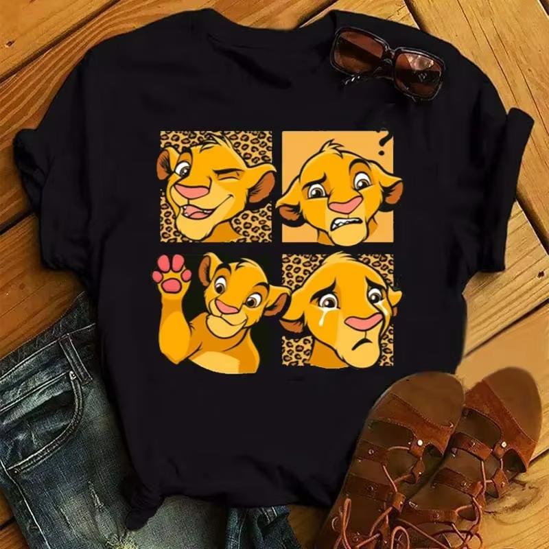 MINISO Hakuna Matata Disney Simba Lví král Tričko pro ženu Kawaii Trička Vtipné Harajuku Simba Unisex Tričko Dámské oblečení