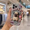 Pug HAPPY Letter Sunglasses Star Wavy Edge Phone Case for iPhone 17 16 15 14 13 12 11 8 7 Plus Pro Max Funny Dog