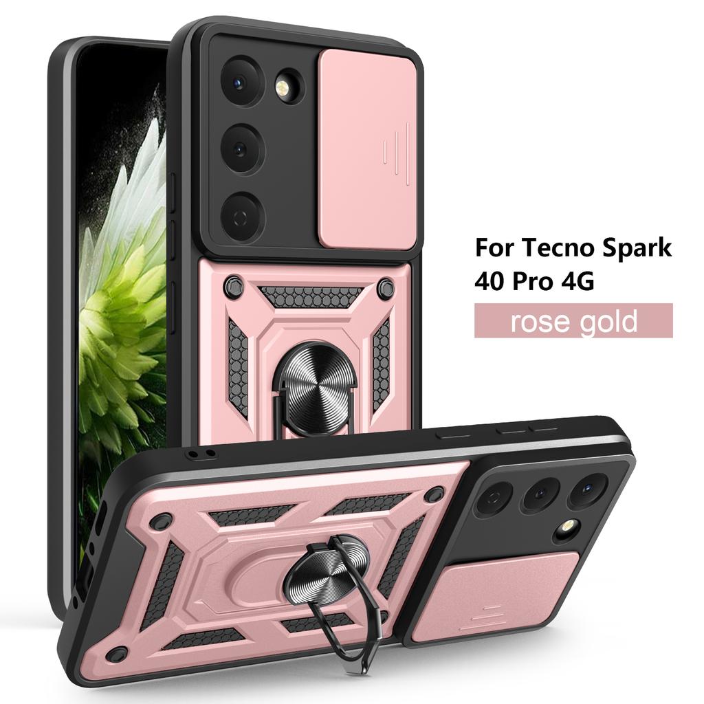 For Tecno Spark 40 Pro Case Tecno Spark 40 Pro Cover Magnetic Ring Holder Armor Phone Case Slide Camera Protect Back Cover