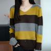 NaVaVa Women Bicolor Striped V Neck Long sleeVe Knit Top Nk3205