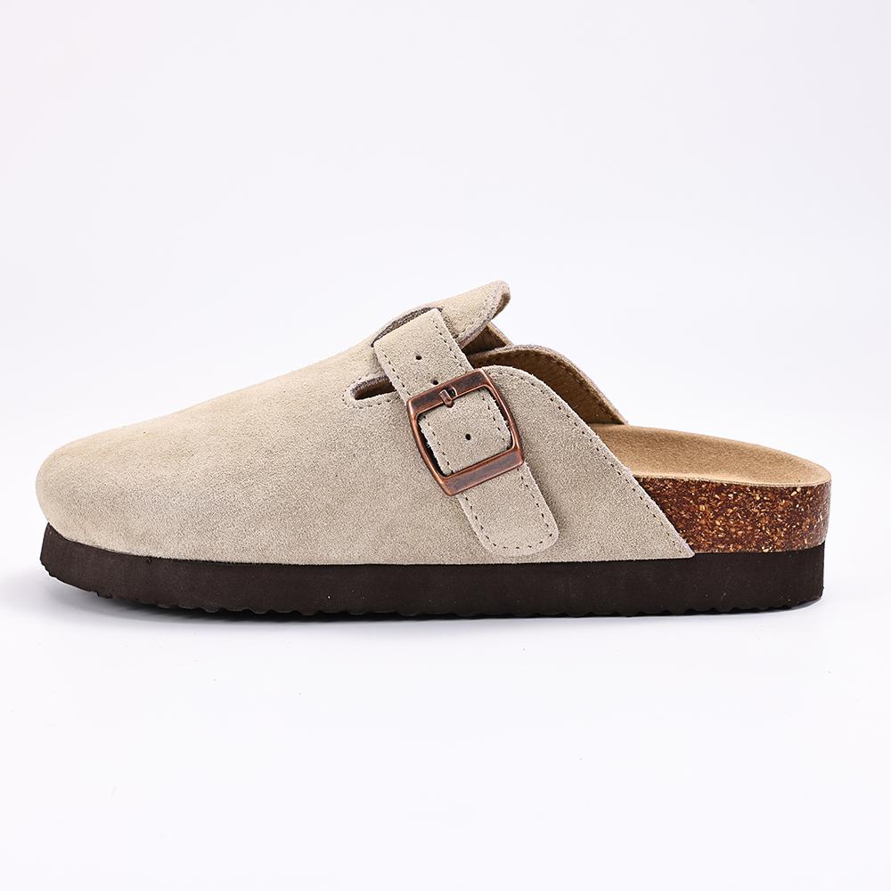 Fashion SmilePoP Genuine Suede Clogs for Women Men Soft Cork Footbed Leather Men Mules Comfort Potato Shoes with Arch Support Slippers