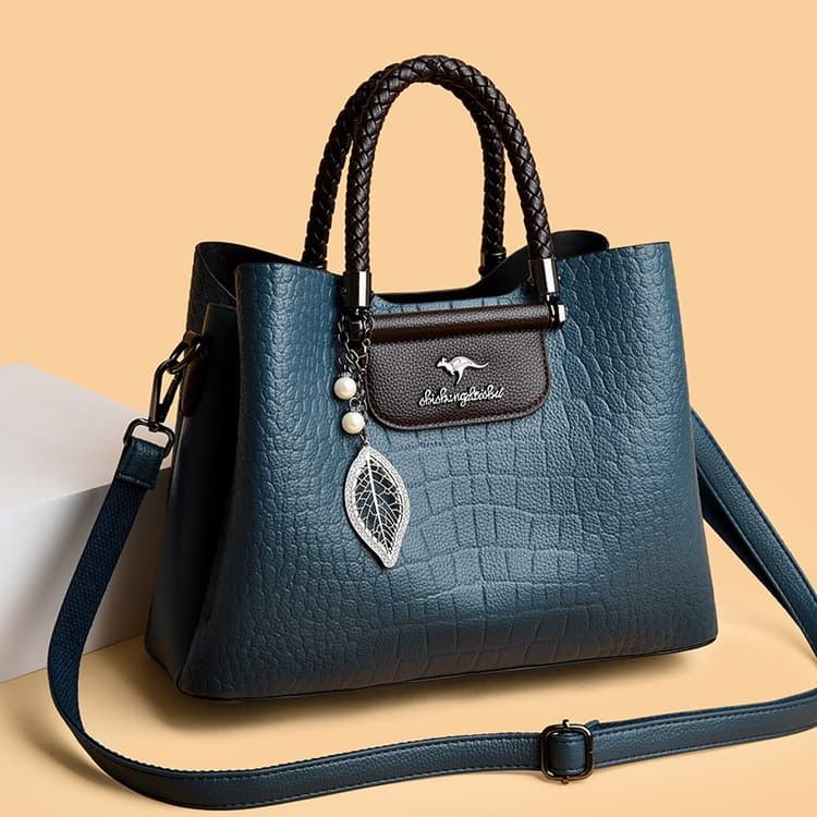 

Crocodile Pattern Large Capacity Handbag Women s Shoulder Messenger Bag синій
