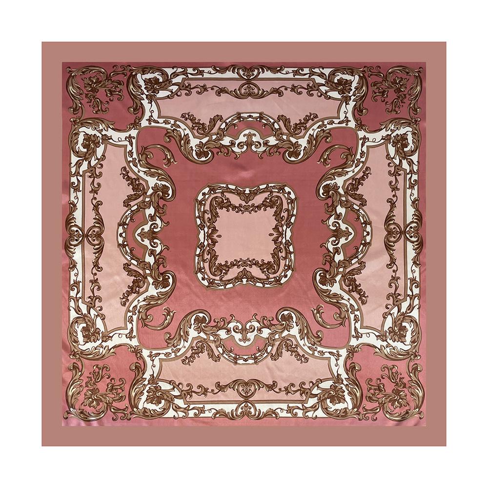 Artificial Silk Headscarf Satin Square Scarf 90cm Headscarf Women's Printing Silk Scarf Trendyeasiest for Match Shawl
