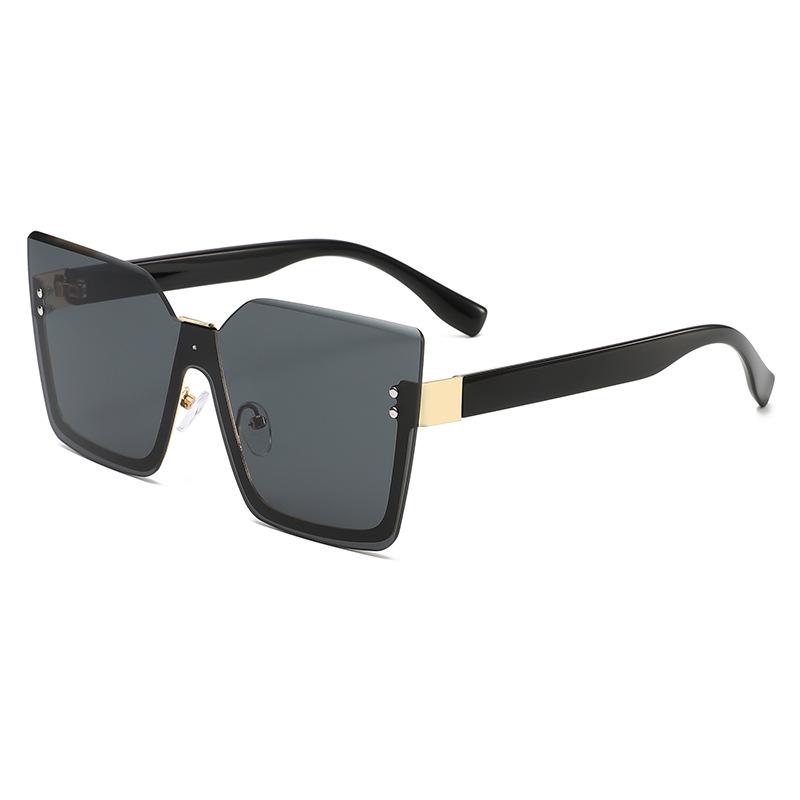 Chic Women's Half-Frame Sunglasses: Oversized, Stylish Design for Square & Round Faces