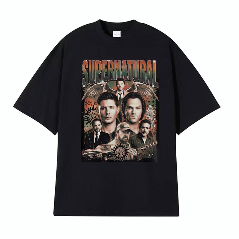 Winchester Family Business Supernatural Carry On My Wayward Son Tshirts Unisex Women Fashion Vintage 100 Cotton Oversized T Shirt