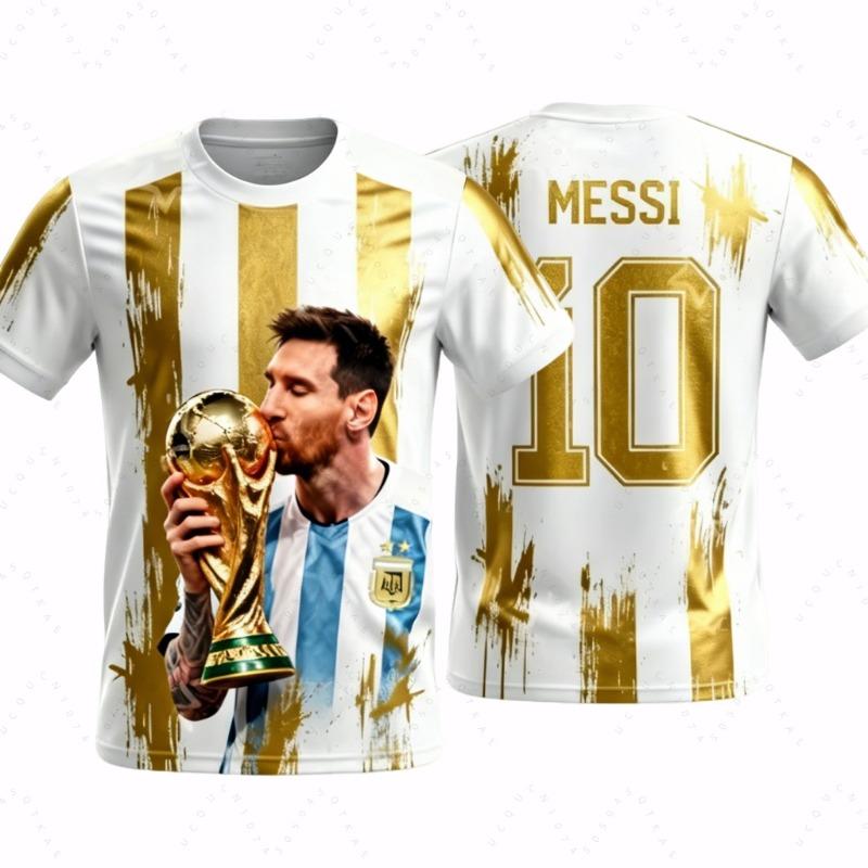 Hengyuan48 Messi Nee. 10 Kampioenschap Voetbalshirt Argentini&euml; Voetbal Fan Cadeaus Sport Mannen T-shirt Kinderkleding T-shirt Vrouw M