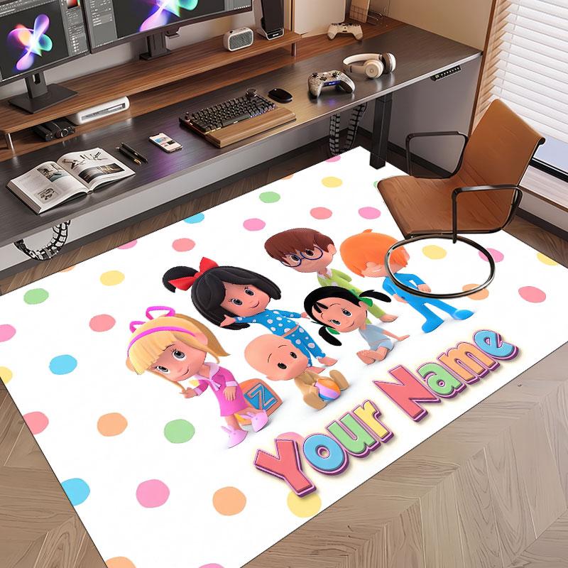 Custom Name Text Crystal Velvet Rug,Cleo & Cuquín Soft Plush Decorative Non Slip Floor Carpet