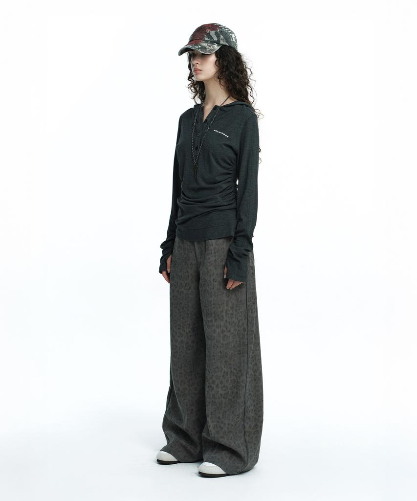 ROUGHNECK Henry Hooded Long Sleeve Top Grey
