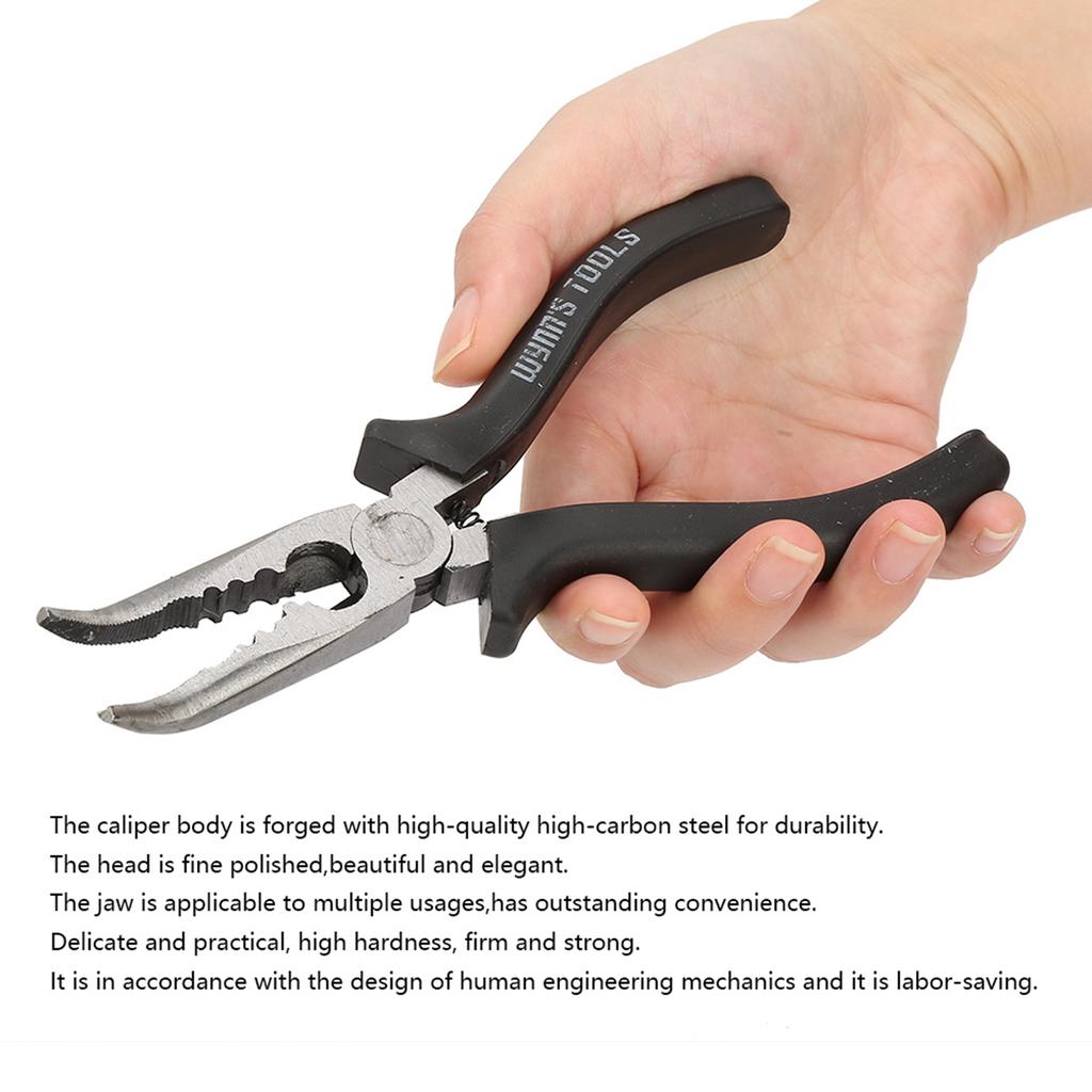 6   High Carbon Steel Slimline Bent Nose Pliers Round Curved Nose Pliers for Multiple Purposes