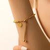 New Classic Fashion Round Card Stainless Steel Beaded Bracelet for Women Adjustable Personalized Pull-out Bangle Korean Zircon