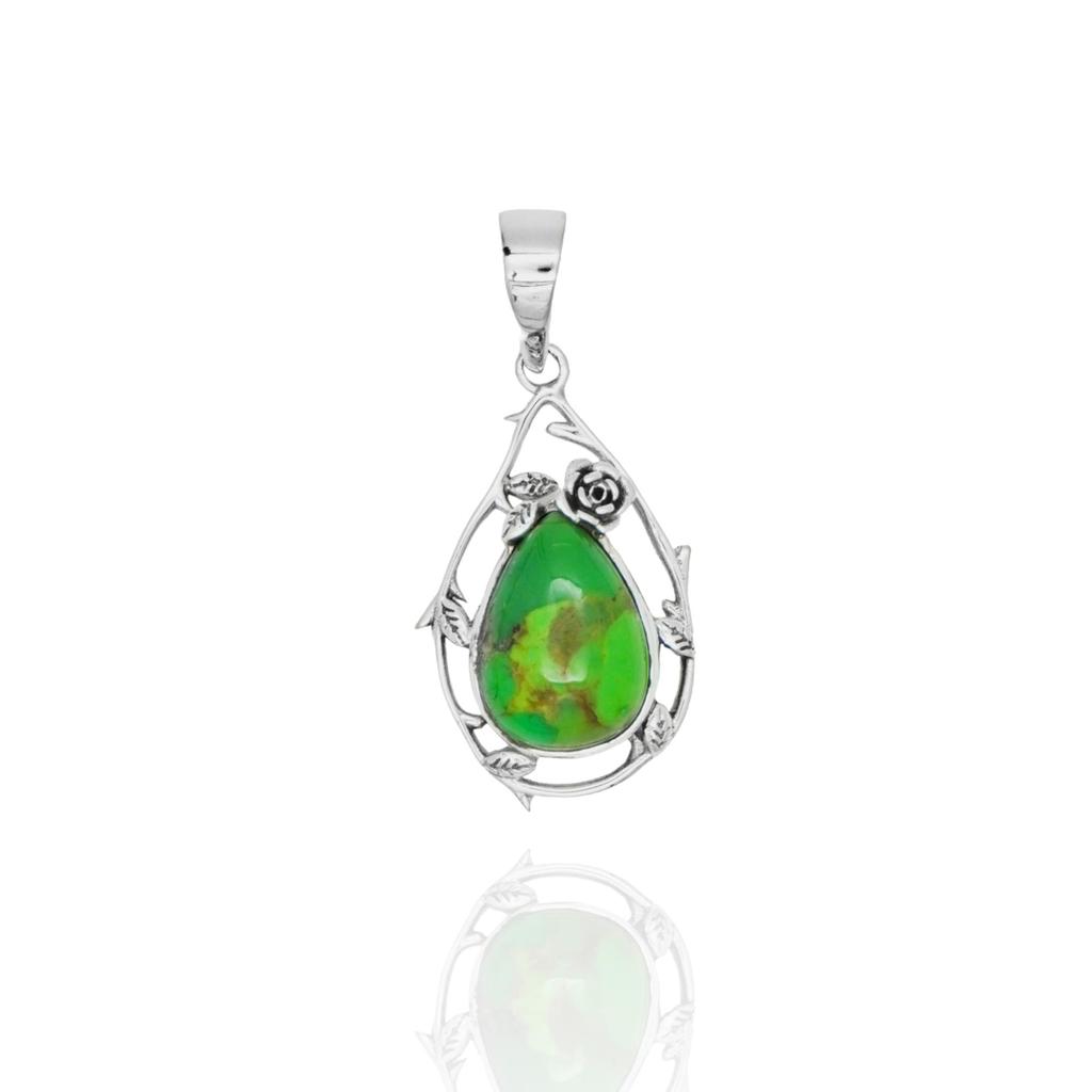 Natural Oyster Turquoise Pendant, 925 Sterling Silver Jewelry, Teardrop Pendant, Gift for Her, Birthday Gift