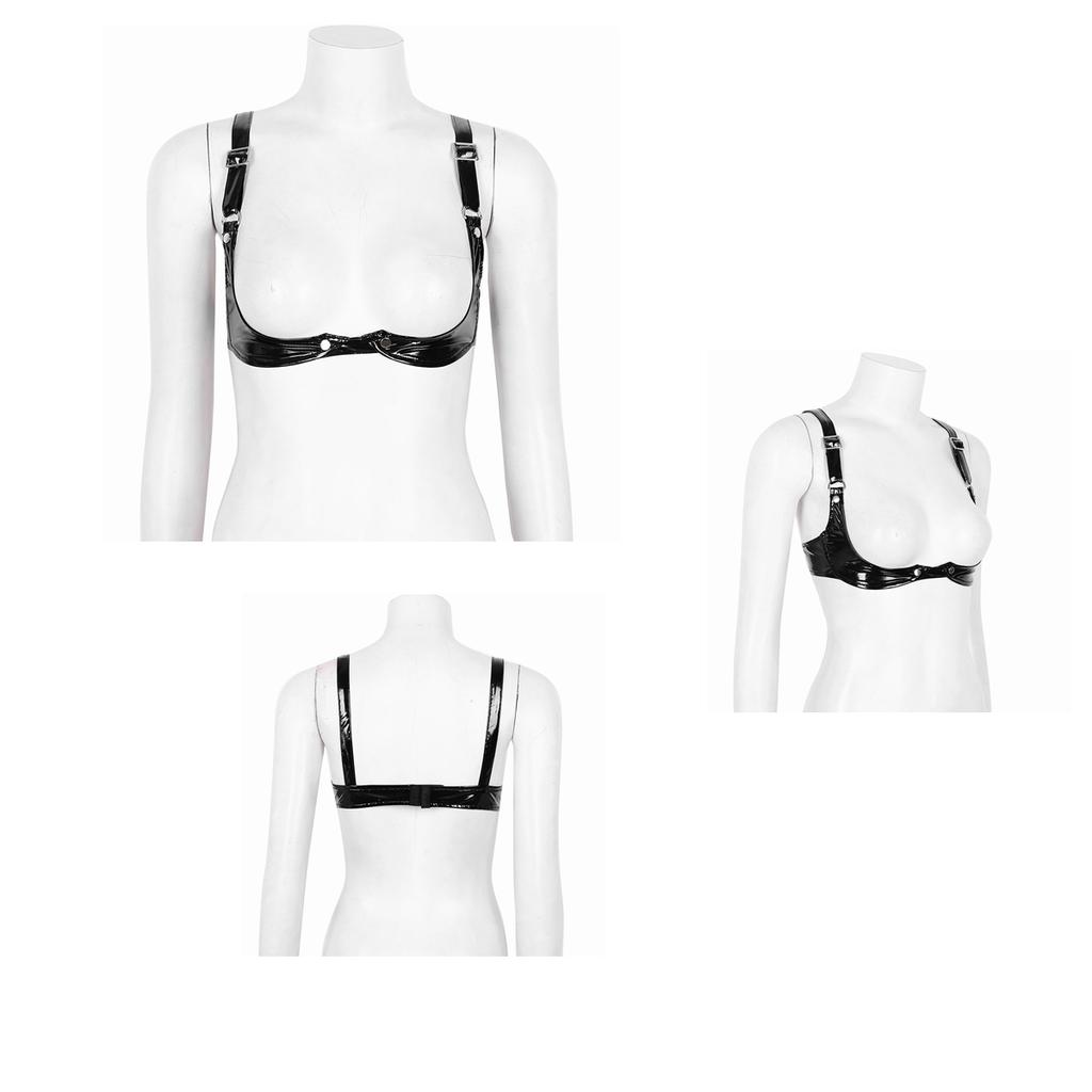 renvena Women's Wet Look Lingerie Quarter Cup Bra Tops Strappy Wireless Unlined No Padded Bralette renvena Women's Wet Look Lingerie Quarter Cup Bra Tops Strappy Wireless Unlined No Padded Bralette