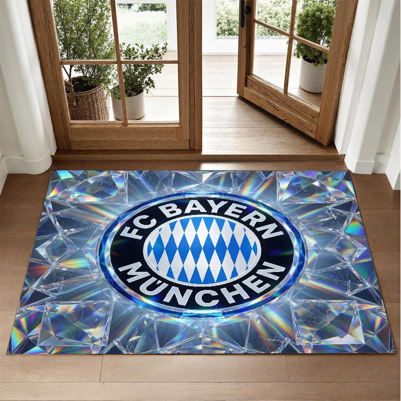 Bayern Munich Design Crystal Velvet Rug Soft Decorative Mat for Bedroom Entrance