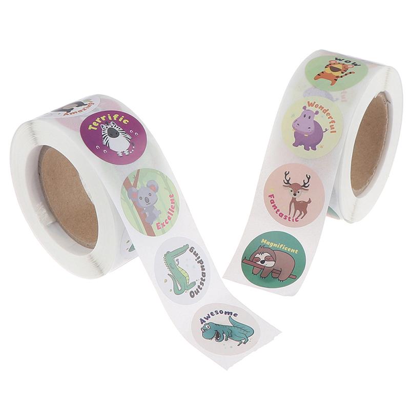 500 Stück/Rolle Niedliche Cartoon-Tiere Aufkleber Journal Scrapbooking Belohnungsaufkleber