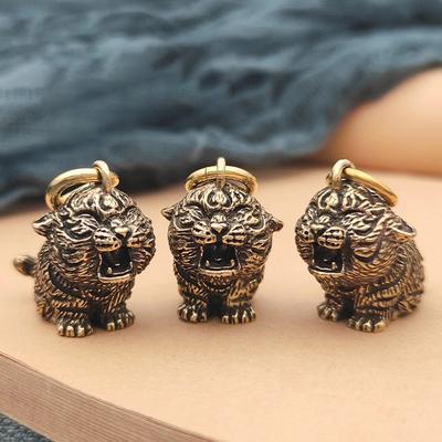 Metall Messing Tiger Schlüsselanhänger Diy Behänge Schmuck Zubehör Tierfiguren