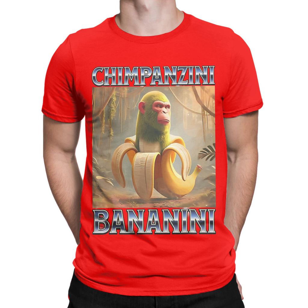 Men Women Printed Chimpanzini Bananini Funny Italian Brainrot Meme T Shirt Tee Pure Cotton  T-shirts Clothes