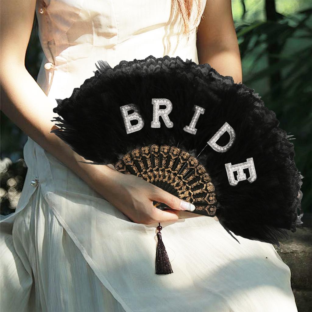 Elegant Lace Feather Fan Cooling Lace Fan For Bridal Wedding Photography Accessories And Cooling Decoration