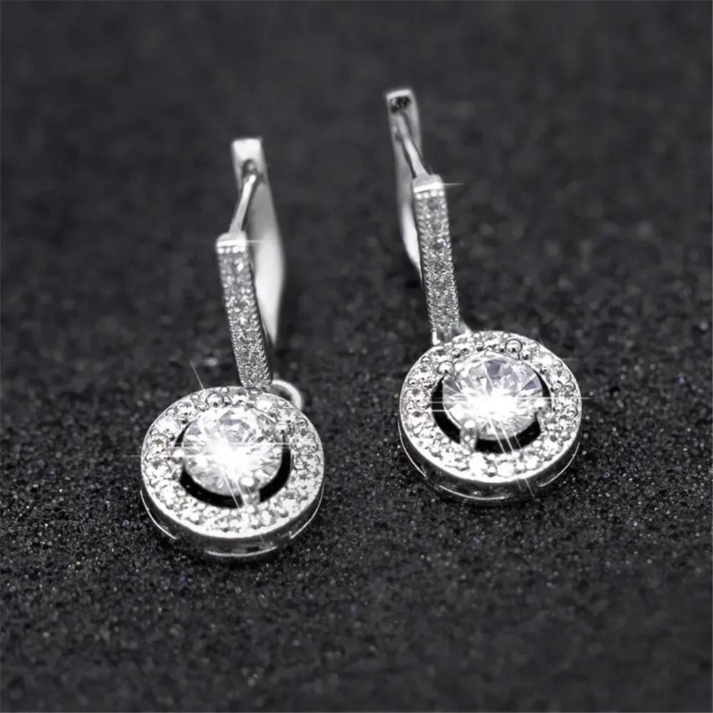 Huitan Drop Earring With Brilliant Round Cutting Cubic Zirconia Fashion Jewelry Engagement Wedding Earrings For Women