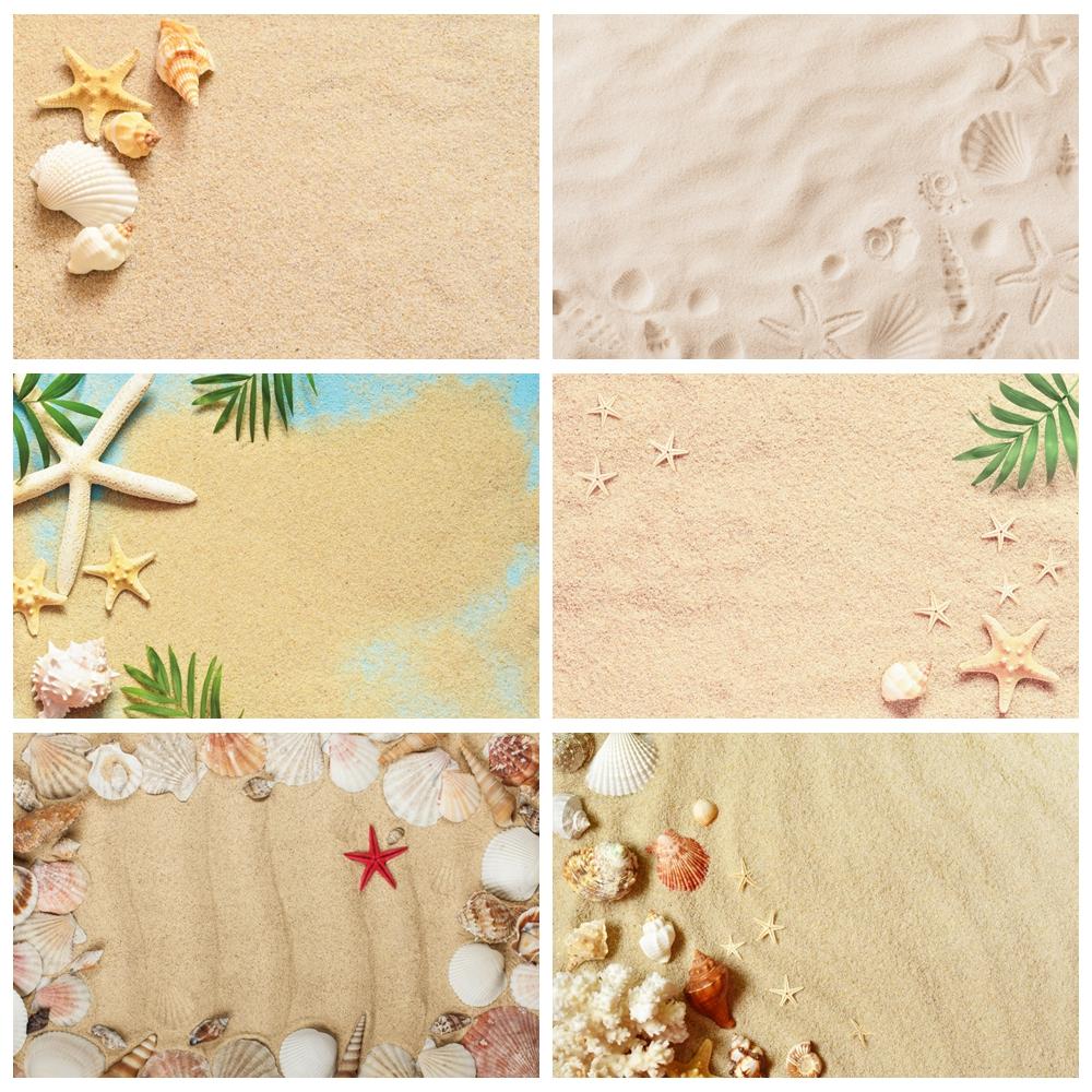 Sommer Strand Sand Hintergrund Fotografie Tropisch Hawaii Meeresufer Seestern Muschel Baby Geburtstag Feiertagsparty Hintergrund Foto Requisiten