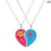 2Pcs Ins Style Heart Rainbow Stitching Necklace  Pendant Alloy Clavicle Chain For Children Best Friend Jewelry Gifts