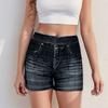Yoga fitness pants imitation denim shorts high waist women's hip lift and thin three-point pants sports shorts women's summer wear