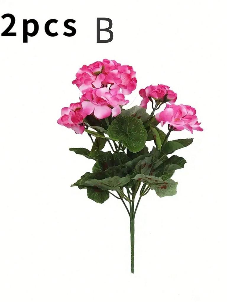 Artificial Geranium UV Resistant Wedding Kitchen Garden Table Ornaments Indoor and Outdoor Decoration 1 Set of 2pcs