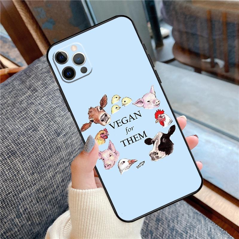 Go Vegan Handyhülle Für iPhone 16 15 13 12 11 14 Pro Max 12 13 mini XR 15 16 Plus 16e Hülle Schale