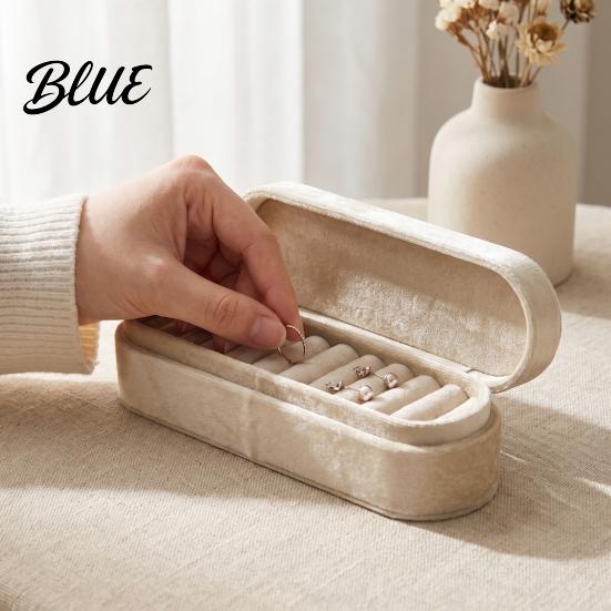 Gift Idea for Prevent Compact Multiple Slots Velvet Box Jewelry Storage Portable Organizer Box Home
