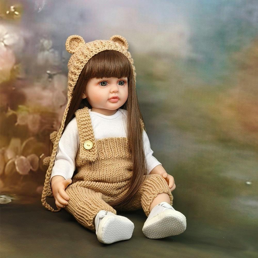 

Русскоязычная кукла реборн, говорящая кукла-компаньон, виниловая реалистичная кукла-младенец, подарок Russian pronunciation 55CM коричневый