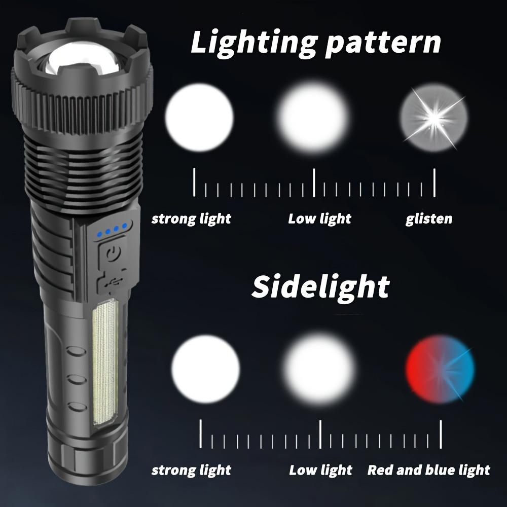 2pcs Rechargeable Zoomable Super Bright Flashlight for Emergency Power Outage, for Outdoor Camping, Hurricane