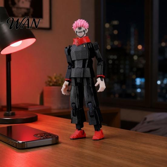 PLA Action Figure 3D Printed Anime Character Figure, Movable Joints with Desktop Decoration Accessories, Animation Model Ornament, Collectible
