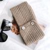 Solid Color Knitted Scarf with Button Closure Fashion Crossed Neck Gaiter Outdoor Neck Wrap Accessory for Winter Warmth