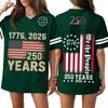 Women's Casual V Neck Jersey Shirt Short Sleeve Athletic Top 250th Anniversary Independence Day Printed T Shirt Loose Fit
