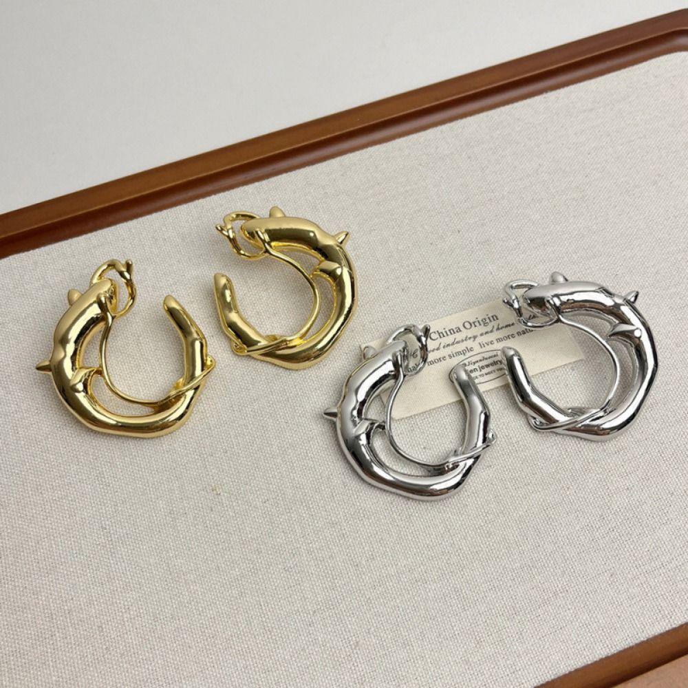 Exaggerated Carp Shaped Earrings Temperament Stud Earrings Round Metal Earrings  Holiday Party