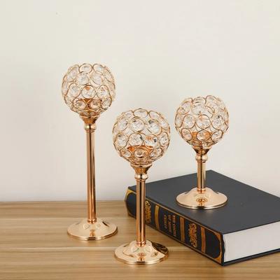 Mini Golden Crystal Bowl Candle Holders Romantic Craft Candelabra Crystal Candlestick  Party
