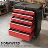 5 Drawer Tool Chest Lockable Steel Tool Storage Cabinet With Wheels And Handle Tool Box For Garage Workshop Red