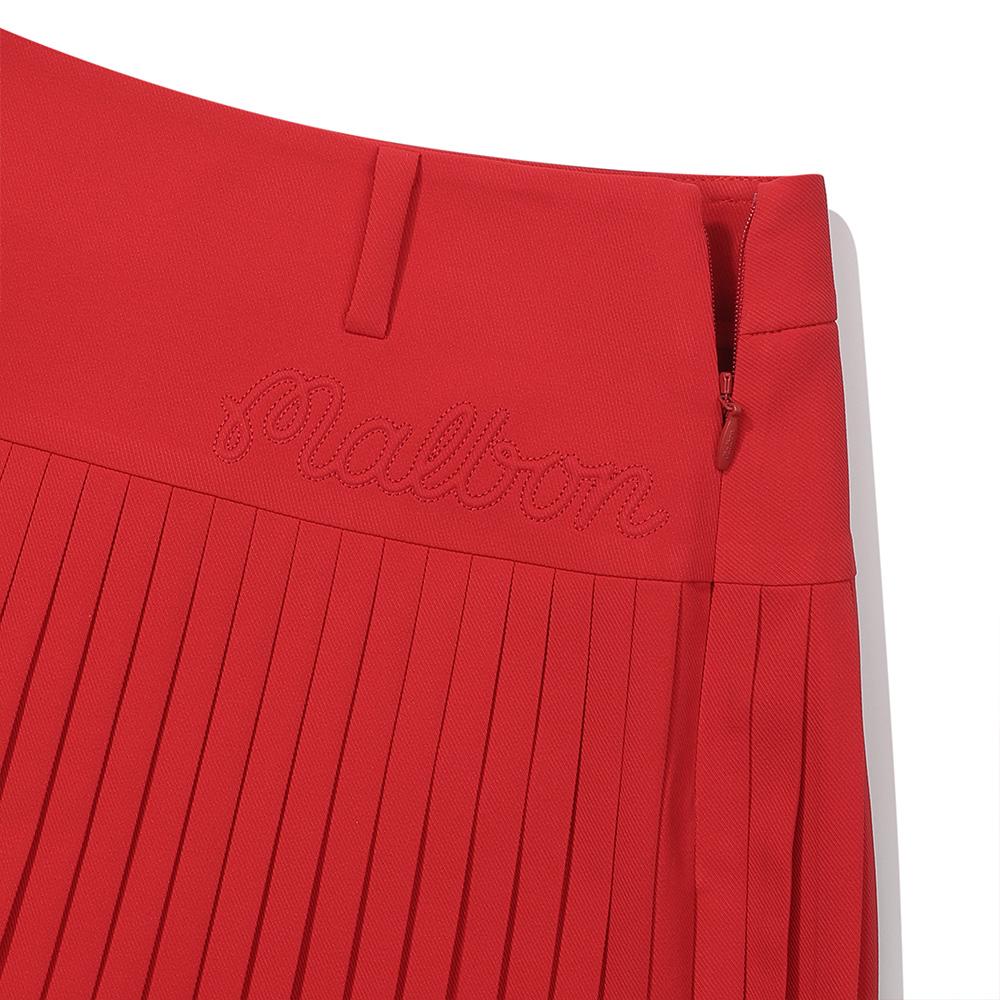 MALBON GOLF Wide Waistband Fine Pleated Skirt Red (Woman)