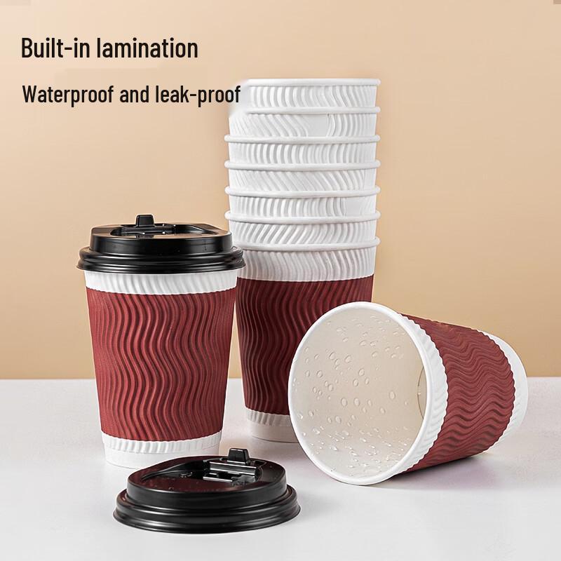 Temeiju Thickened Anti-Scald Disposable Coffee Cups with Lids