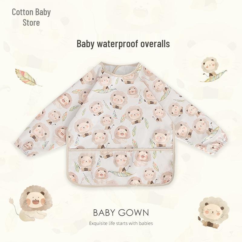 Waterproof Long Sleeve Baby Bib - Oil-Proof, Cotton Coverall for All Seasons.